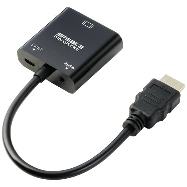 SpeaKa Professional SP-10352148 HDMI / VGA Adapter [1x HDMI® - 1x VGA] Svart 0.15 m