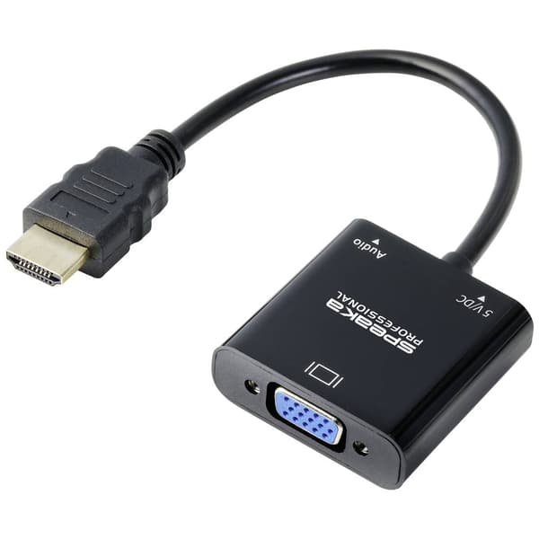 SpeaKa Professional SP-10352148 HDMI / VGA Adapter [1x HDMI® - 1x VGA] Svart 0.15 m