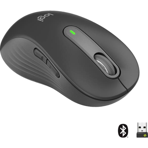 Logitech Signature M650 L left WiFi mus Trådlös, Bluetooth Storlek: L Optisk Grafit 5 Knappar 4000 dpi grafit