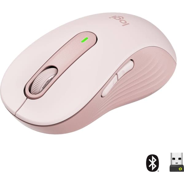 Logitech Signature M650 L WiFi mus Trådlös, Bluetooth Storlek: L Optisk Ganmmalrosa 5 Knappar 4000 dpi