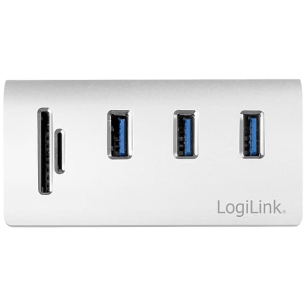 LogiLink CR0045 3+2 Port USB 3.0-hubb Aluminiumhölje, SD-kortläsare Silver