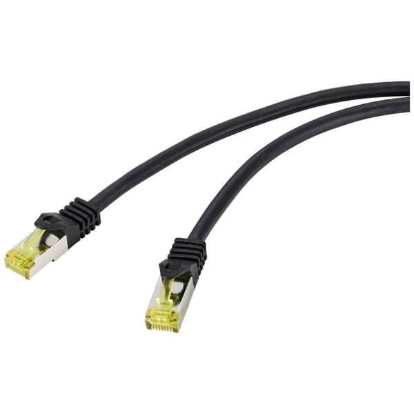 Renkforce RF-4995166 RJ45 Nätverkkabel, Patchkabel CAT 6a (råkabel CAT 7) S/FTP 10.00 m Svart TPE-hölje, Flexibel, Flam