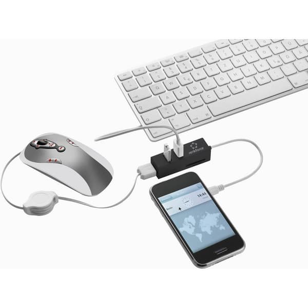 Renkforce RF-4995192 3 Port USB 2.0-Hub SD-kortläsare, OTG Svart