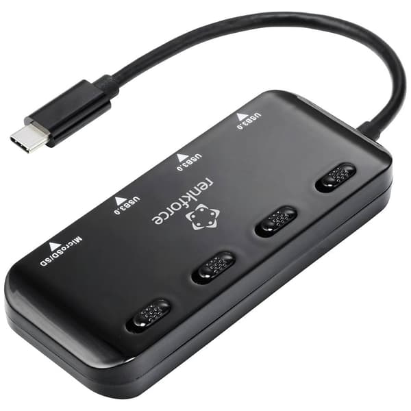 Renkforce RF-HUB-321 3 Port USB-Hub 3.0 SD-kortläsare Svart