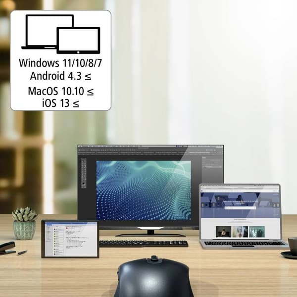 Hama MW-650 WiFi mus Bluetooth, Trådlös Optisk Svart 6 Knappar 2400 dpi