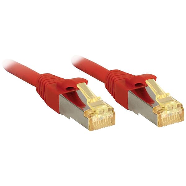 LINDY 47292 RJ45 Nätverkkabel, Patchkabel CAT 6a (råkabel CAT 7) S/FTP 1.00 m Röd 1 st