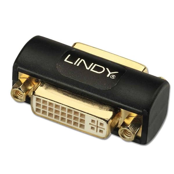 LINDY 41233 DVI Adapter [1x DVI-hona 24+5 pol - 1x DVI-hona 24+5 pol] Svart
