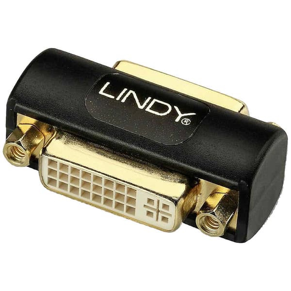 LINDY 41233 DVI Adapter [1x DVI-hona 24+5 pol - 1x DVI-hona 24+5 pol] Svart