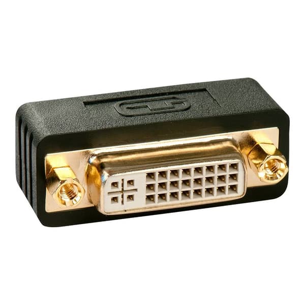 LINDY 41099 DVI Adapter [1x DVI-hane 24+5 pol - 1x DVI-hona 24+5 pol] Svart