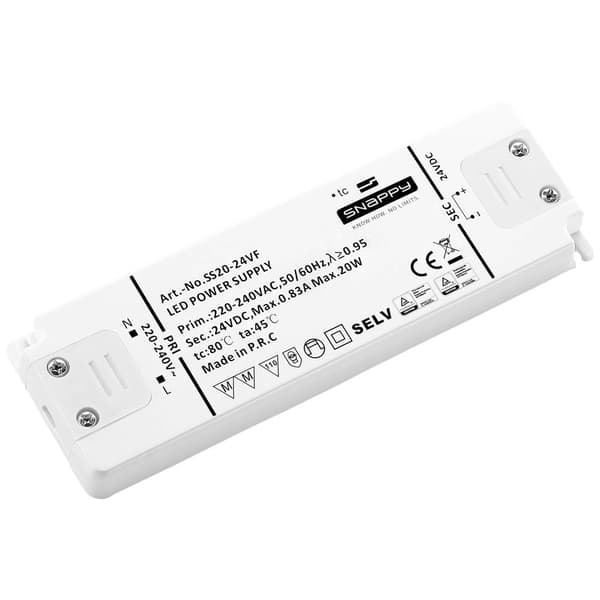 Dehner Elektronik SS 20-24VF LED transformator Konstantspänning 20 W 0.83 A 24 V/DC möbelregistrering, Överbelastningss