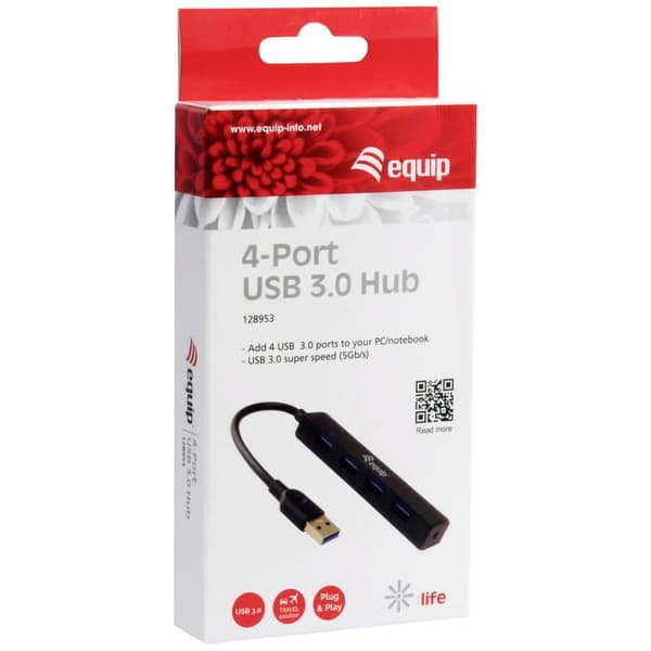 Equip 4 Port USB 3.0-hubb Svart
