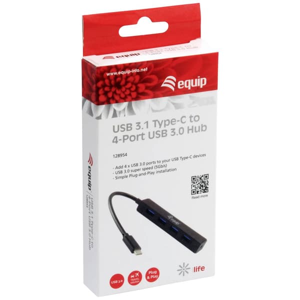 Equip 4 Port USB-C® (USB 3.1) Multiport Hubb Svart