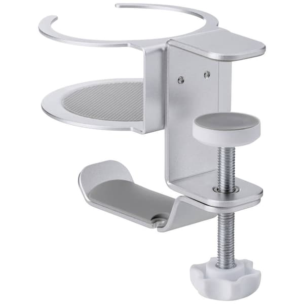 SpeaKa Professional SP-HCH-150 Hörlurshållare integrerad kabelhantering, Med mugghållare Silver