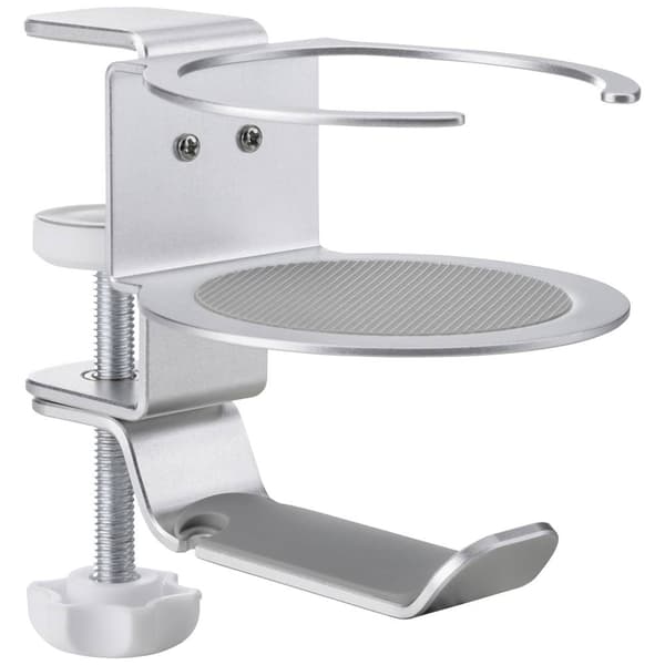 SpeaKa Professional SP-HCH-150 Hörlurshållare integrerad kabelhantering, Med mugghållare Silver