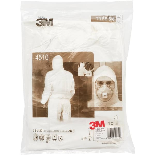 3M 4520CS2XL Skyddsdräkt 4520 Storlek=XXL Vit