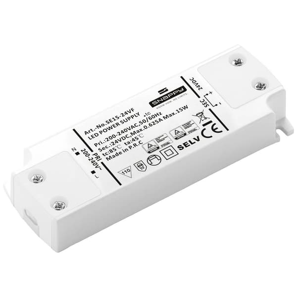 Dehner Elektronik SE 15-24VF (24VDC) LED transformator, LED driver Konstantspänning 15 W 0.625 A 24 V/DC möbelregistrer