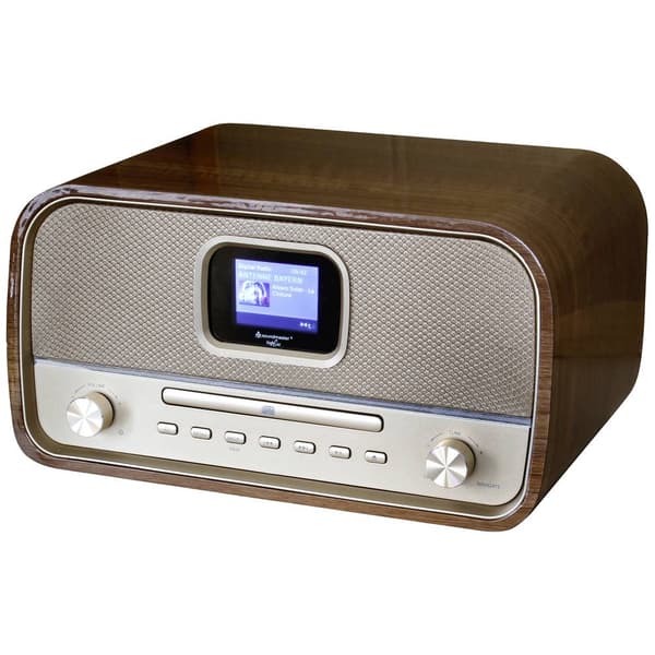 Bordsradio soundmaster DAB970BR1 DAB+, FM Batteri-laddningsfunktion, inkl. fjärrkontroll, Väckningsfunktion Brun Guld, Trä