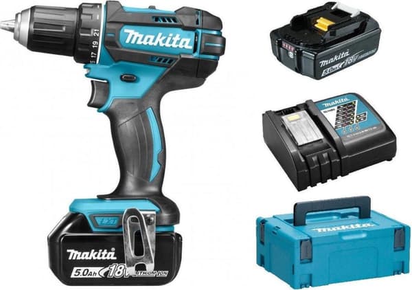 MAKITA DDF482RTJ Bore-/skruetrækkersæt - 18V - Li-Ion batteri - 2x 5,0Ah batteri - I Mbox