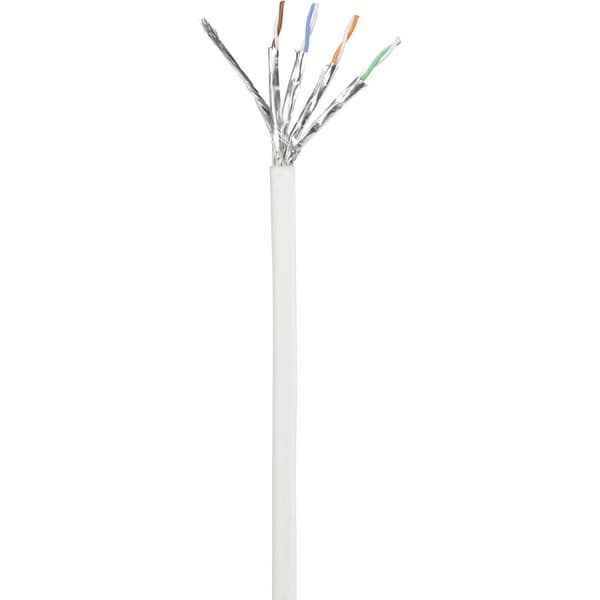 Renkforce RF-5044036 RJ45 Nätverkkabel, Patchkabel CAT 6A S/FTP 5.00 m Vit med låsskydd, Flamskyddsmedel 1 st