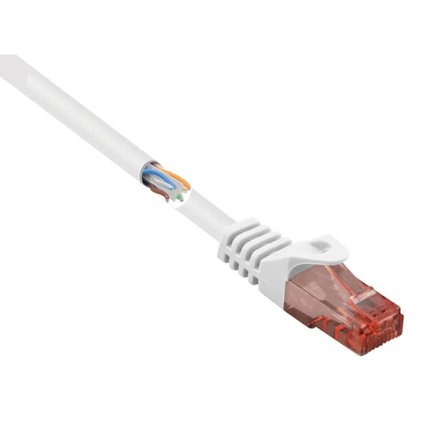 Renkforce RF-5044026 RJ45 Nätverkkabel, Patchkabel CAT 6 U/UTP 10.00 m Vit med låsskydd, Halogenfri 1 st