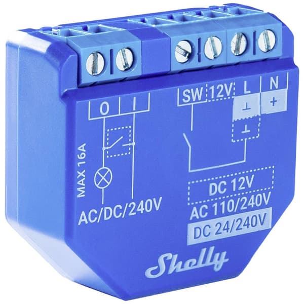 Shelly Shelly Plus 1 Shelly Strömbrytare Bluetooth, Wi-Fi