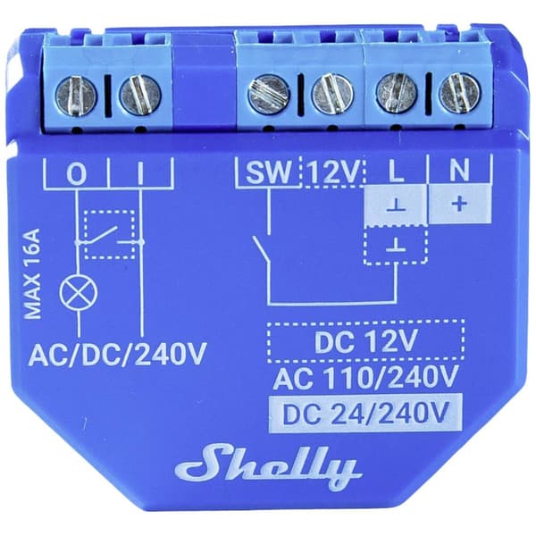 Shelly Shelly Plus 1 Shelly Strömbrytare Bluetooth, Wi-Fi
