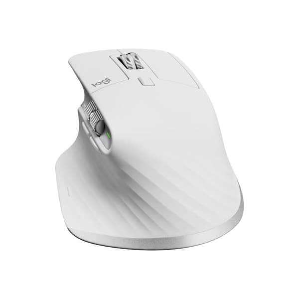 Logitech MX Master 3S Ergonomisk mus Bluetooth, Trådlös Optisk Ljusgrå 7 Knappar 8000 dpi Löstagbar kabel, Ergonomisk,