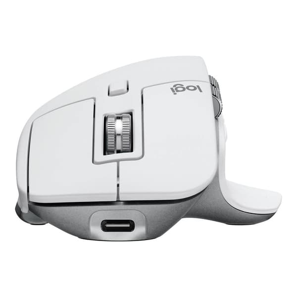 Logitech MX Master 3S Ergonomisk mus Bluetooth, Trådlös Optisk Ljusgrå 7 Knappar 8000 dpi Löstagbar kabel, Ergonomisk,