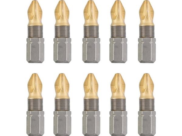 kwb 124112, 10 stykker, Pozidriv, PZ 2, Stål, 25 mm, 25,4 / 4 mm (1 / 4")