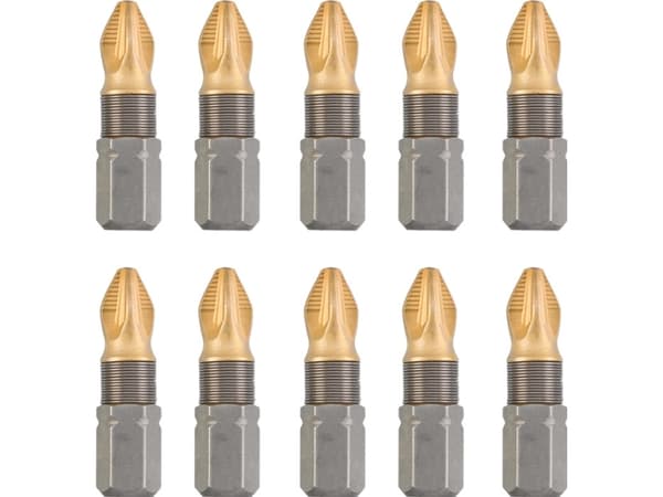 kwb 124112, 10 stykker, Pozidriv, PZ 2, Stål, 25 mm, 25,4 / 4 mm (1 / 4")