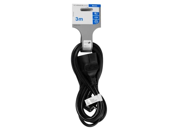 Vivanco SKV 3B-N, 3 m, 1 AC-utgångar, inomhus, Typ F, Type F (CEE 7/4), Vinklad