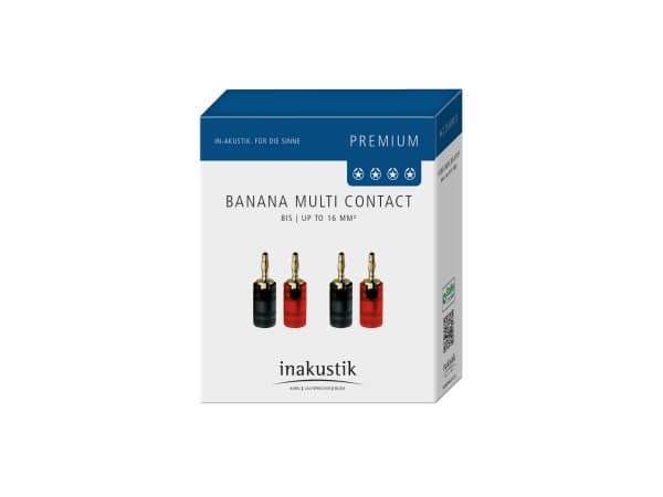 Inakustik 0081471, 4 mm Banana, Sort, Rød, Hankjønn, Rett, 16 mm², 4 stykker