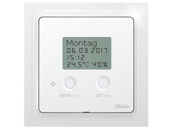 Eltako BUTH55ED/12V DC-pm Bus-ur-termohygrostat Overflademonteret