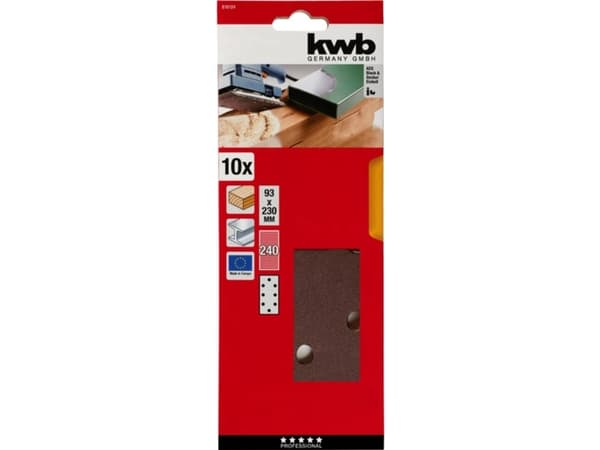 Einhell Kwb Hiomapaperi ravistelukiillottimiin, korundi, 93 x 230 mm , karkeus 240, 10 kpl.