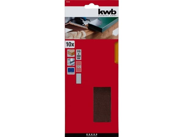 kwb 812120, Slipeark, P120, Aluminiumoksid, Malingsfjerning, Fjerner rust, Metall, Tre, Brun