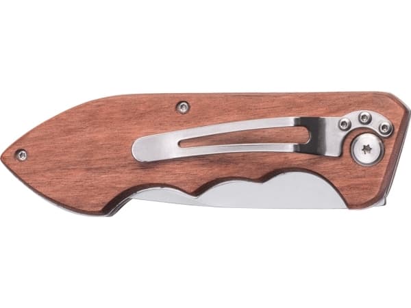 kwb 021990, Klappkniv med lås, EDC-kniv, Drop punkt, Tre, Brun, Rustfritt stål, 16 cm