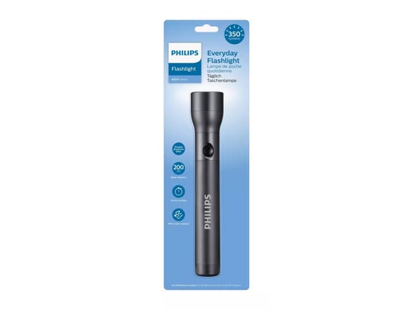 Philips SFL4003T/10, Painikkeellinen taskulamppu, Musta, IPX4, LED, AA, Alkali