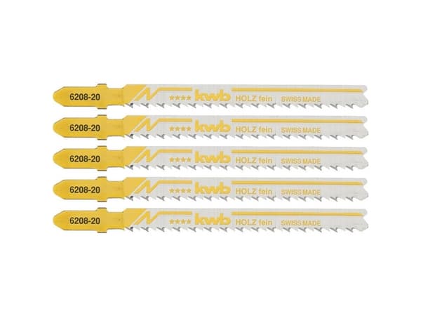 kwb 620825, Figursågblad, Spånskiva, Plast, Plywood, Trä, Stål med hög kolhalt (HCS), Rostfritt stål, Gul, 7,5 cm, 2,5 mm
