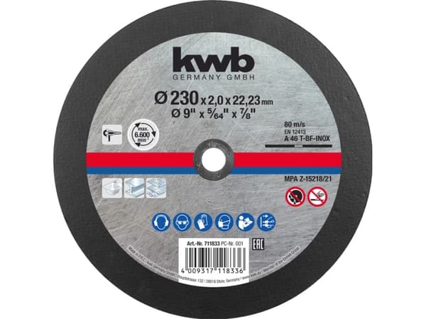 kwb 711833 Leikkuukiekko suora 230 mm 22,23 mm 1 kpl 1 kpl