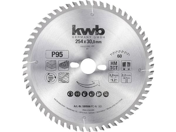 kwb 589566, Spånskiva, Hårt träslag, Plywood, 25,4 cm, 3 cm, 2,2 mm, 3,2 mm, 1 styck