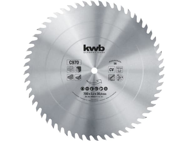 kwb 597022, Kryssfiner, Mykt tre, Firewood, Panel, 70 cm, 3 cm, Kromvanadiumstål, 3,2 mm, 1 stykker