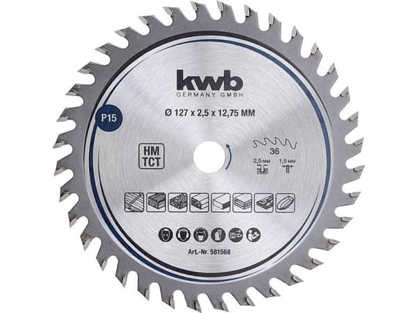 kwb 581568, Plywood, Spånskiva, Hårt träslag, 12,7 cm, 1,27 cm, 1,5 mm, 2,5 mm, 1 styck