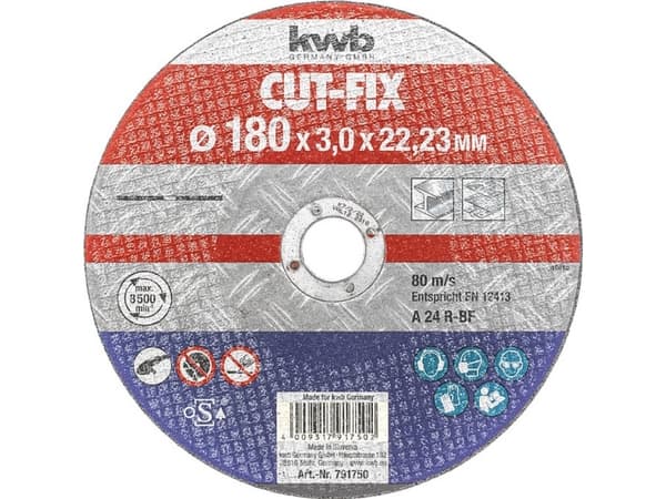 kwb 791750, Kutteskive, Flatt senter, Metall, Blad metall, Alle merker, 2,2 cm, 17,8 cm