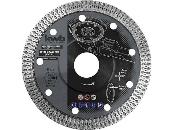 kwb 727540, Klippskiva, Platt i mitten, Keramiska, Marmor, Porslin, Kakel, 2,22 cm, 12,5 cm, 1,4 mm