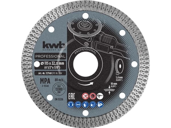 kwb 727540, Klippskiva, Platt i mitten, Keramiska, Marmor, Porslin, Kakel, 2,22 cm, 12,5 cm, 1,4 mm