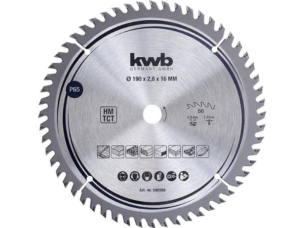 kwb 586568, Plywood, Spånskiva, Hårt träslag, 19 cm, 1,6 cm, 1,8 mm, 2,8 mm, 1 styck
