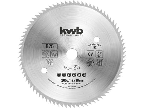 kwb 587511, Kryssfiner, Mykt tre, Panel, 20,5 cm, 1,8 cm, Kromvanadiumstål, 1,6 mm, 1 stykker