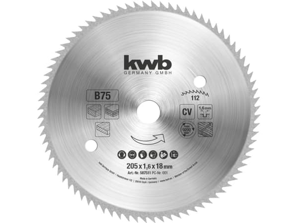 kwb 587511, Kryssfiner, Mykt tre, Panel, 20,5 cm, 1,8 cm, Kromvanadiumstål, 1,6 mm, 1 stykker