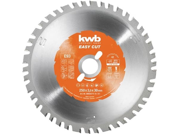 kwb 589333, Gjuten aluminium, Spånskiva, Hårt träslag, Icke-järnmetaller, Plast, Metallplåt, 25 cm, 1 styck