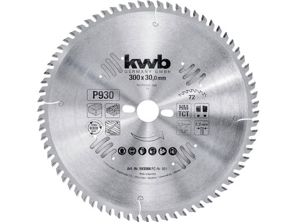 kwb 593066, Plywood, Spånskiva, Hårt träslag, 30 cm, 3 cm, 2,2 mm, 3,2 mm, 1 styck